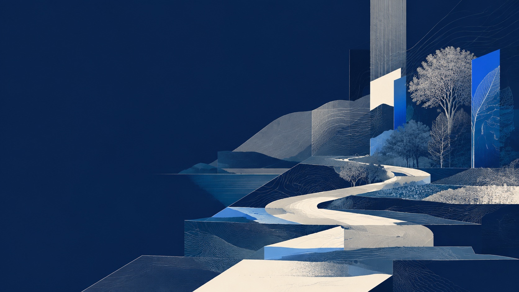 Abstract editorial landscape illustrating connected legal and stakeholder pathways